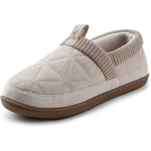 Shoes - Women's Closed Back Knit Cuff Warm Lining Tan Memory Foam Sole Slippers Boot